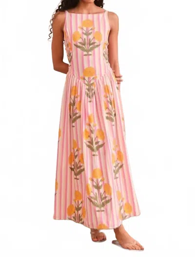 Saylor Women's Kearney Floral Print Midi Dress In Pink Stripe