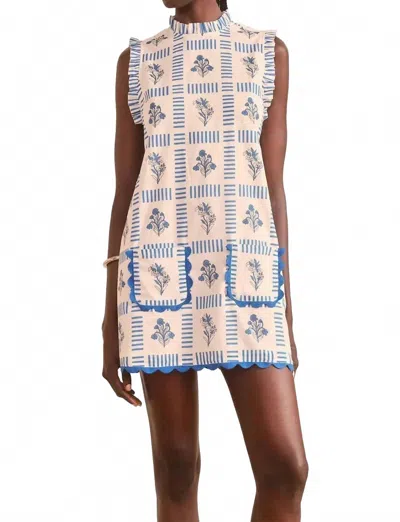 Saylor Wynnafred Printed Shift Dress In White/ Blue