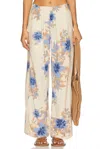 Saylor X Free People Days End Linen Pants In Ivory Combo In Blue