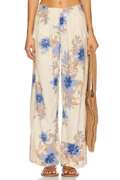 Saylor X Free People Days End Linen Pants In Ivory Combo In Blue