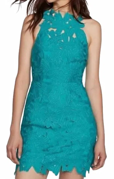 Saylor X Free People Jessica Foil Lace Dress In Teal In Blue