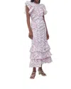 Saylor Zenith Print Flutter Sleeve Maxi Dress In Purple