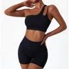 Saysilk Gabriella One-shoulder Sports Bra In Jet Black In Black