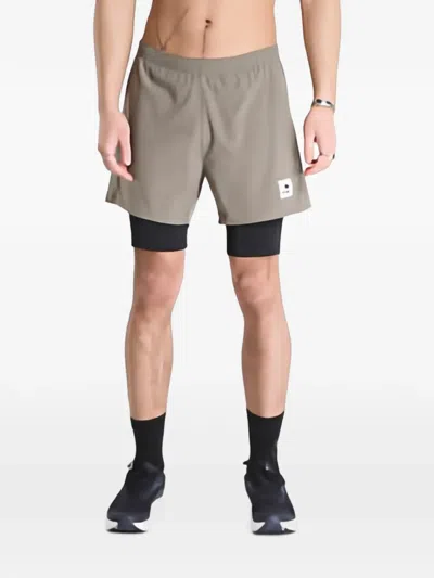 Saysky Pace Logo-patch Shorts In Gray