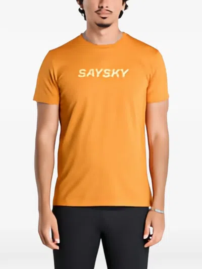 Saysky Pace Logo-print T-shirt In Orange