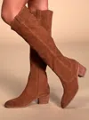 Sbicca Izzy Suede Upper High Bootie In Cognac
