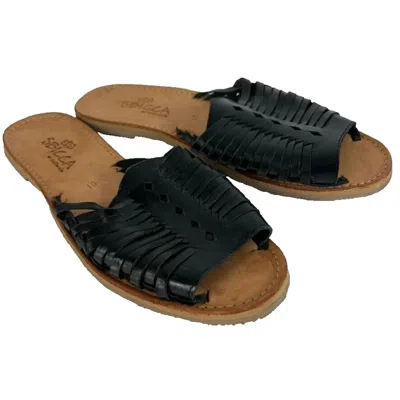 Sbicca Women's Lawrin Woven Hurache Flat Sandal In Black