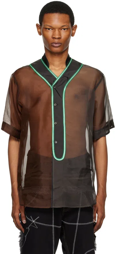 Sc103 Black & Brown Sheer Shirt In Paleolith