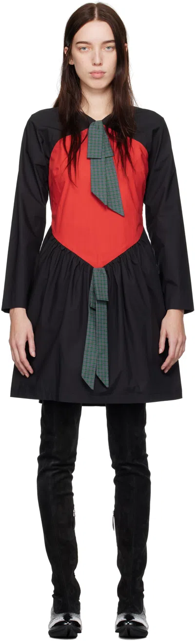 Sc103 Black & Red Scene Minidress In Soprano