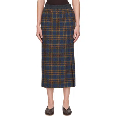 Sc103 Blue Lecture Maxi Skirt In Manor