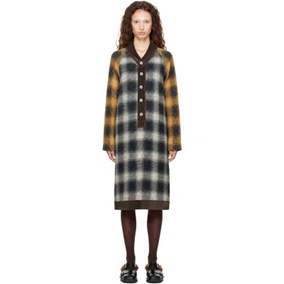 Sc103 Gray Frame Midi Dress In Scholar