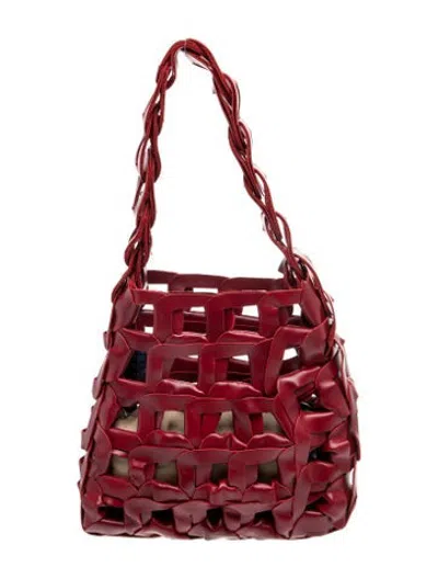 Pre-owned Sc103 Leather Shoulder Bag In Burgundy/red