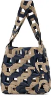 Sc103 Navy & Beige Links Bag In Gray