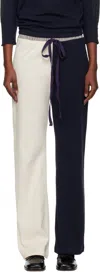 Sc103 Navy & White Viola Lounge Pants In White
