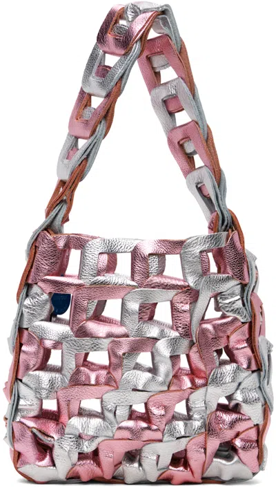 Sc103 Pink & Silver Links Tote In Electro