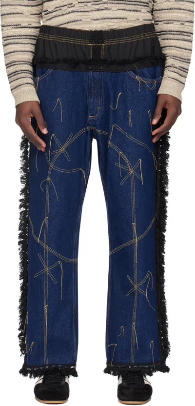 Sc103 Ssense Exclusive Indigo Jeans In Weft