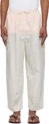Sc103 White & Black Margin Cargo Pants In White