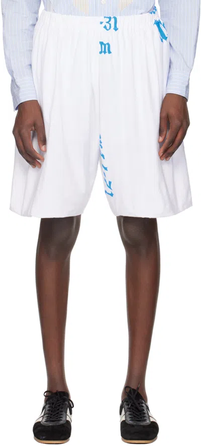 Sc103 White Graphic Shorts In Loot