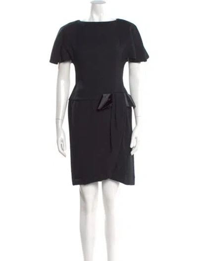 Pre-owned Scaasi Boutique Bateau Neckline Mini Dress In Black