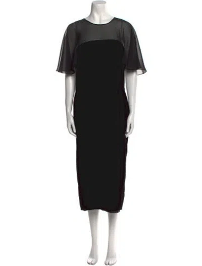 Pre-owned Scaasi Boutique Crew Neck Long Dress In Black