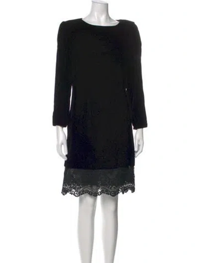 Pre-owned Scaasi Boutique Lace Pattern Mini Dress In Black