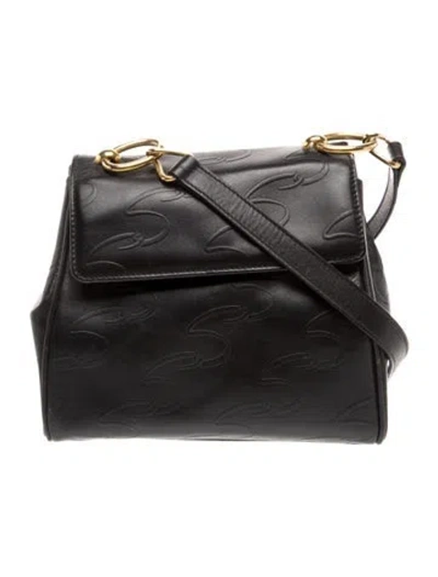 Pre-owned Scaasi Boutique Leather Shoulder Bag In Black