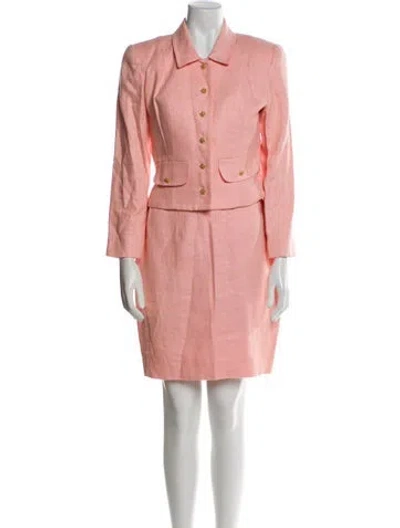 Pre-owned Scaasi Boutique Linen Dress Set In Pink