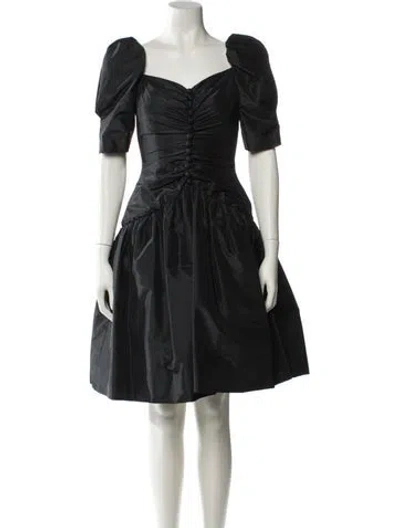 Pre-owned Scaasi Boutique Off-the-shoulder Knee-length Dress In Black