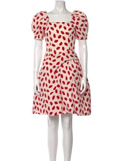 Pre-owned Scaasi Boutique Polka Dot Print Knee-length Dress In Multi