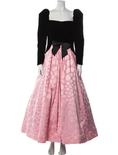 Pre-owned Scaasi Boutique Printed Long Dress In Multi