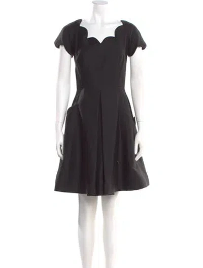 Pre-owned Scaasi Boutique Square Neckline Mini Dress In Black