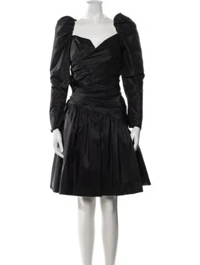 Pre-owned Scaasi Boutique Square Neckline Mini Dress In Black