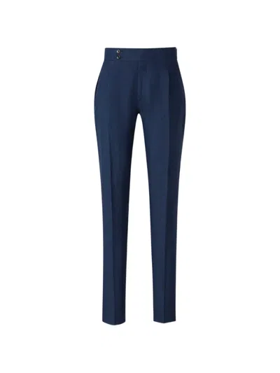 Scabal® Pleated Side-adjuster Trousers In Blue