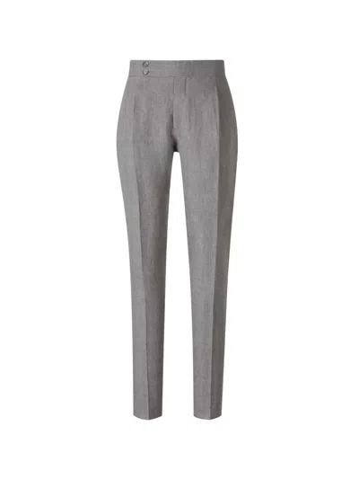 Scabal® Pleated Side-adjuster Trousers In Gray