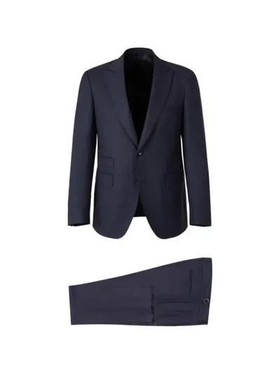 Scabal® Single-breasted Wool Suit In Blue