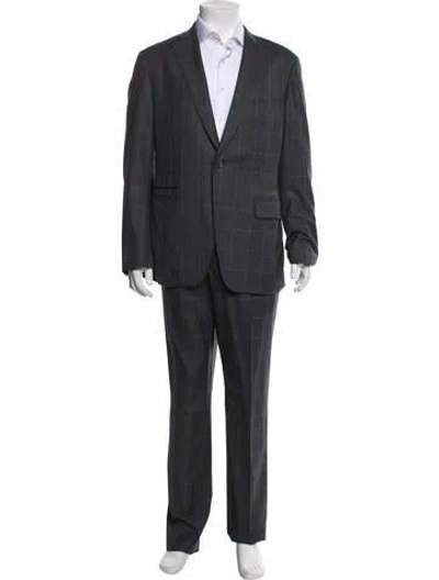 Pre-owned Scabal® Wool Plaid Print Two-piece Suit In Black