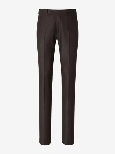 Scabal® Scabal Wool Pleated Trousers In Brown