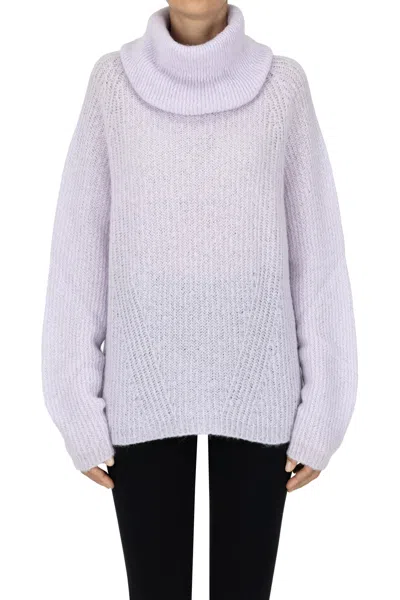 Scaglione Alpaca-blend Turtlenck Pullover In Purple