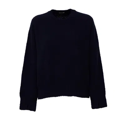 Scaglione Boxy Curved Hem Puffed Sweater In Black