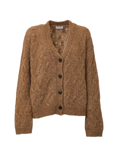 Scaglione Cable-knit Boxy Cardigan In Brown