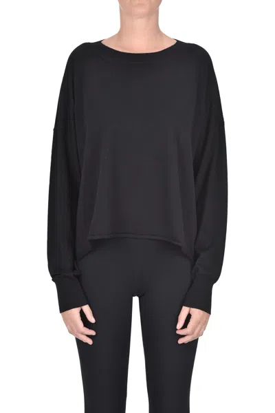 Scaglione Cashmere And Silk Boxy Pullover In Black