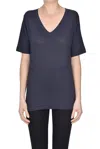 Scaglione Linen T-shirt In Navy Blue