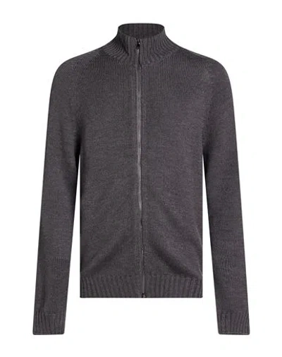 Scaglione Man Cardigan Grey Size Xxl Merino Wool In Gray