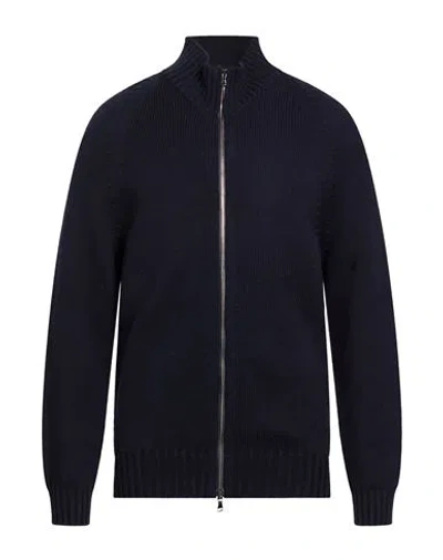 Scaglione Man Cardigan Midnight Blue Size Xl Merino Wool