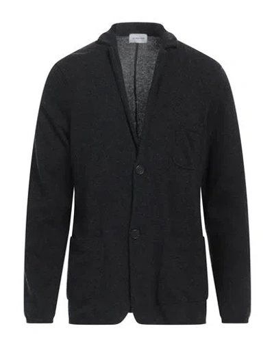 Scaglione Man Cardigan Steel Grey Size Xxl Merino Wool In Black