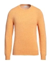 Scaglione Man Sweater Apricot Size Xl Merino Wool In Orange