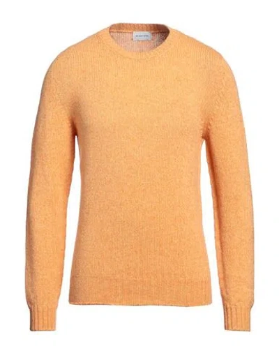 Scaglione Man Sweater Apricot Size Xl Merino Wool In Orange