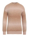 Scaglione Man Sweater Camel Size M Alpaca Wool, Polyamide In Beige