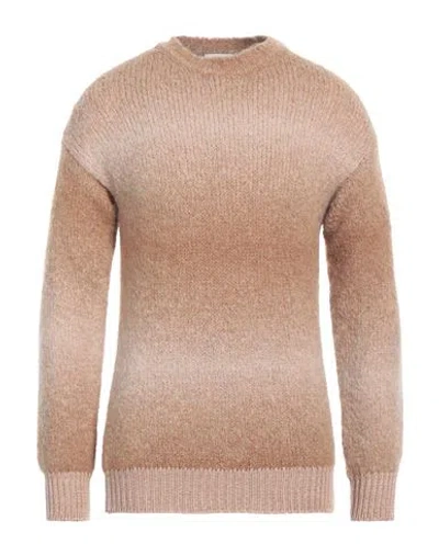 Scaglione Man Sweater Camel Size M Alpaca Wool, Polyamide In Beige