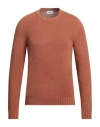 Scaglione Man Sweater Camel Size M Silk In Beige